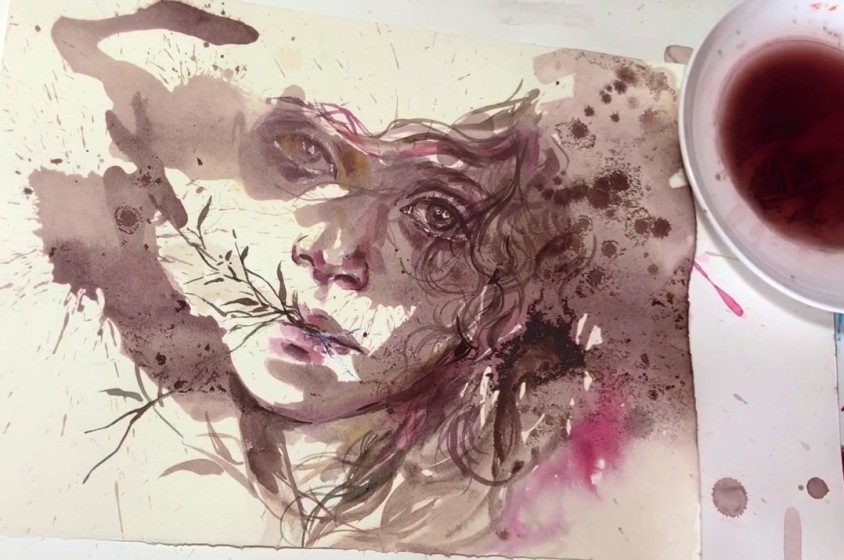 Dipingere con vino e caff&egrave; 